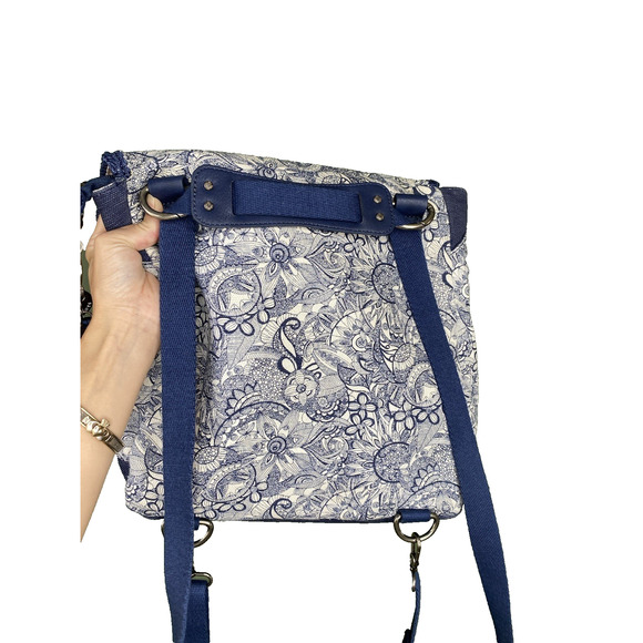 Sakroots Convertible Backpack Purse Blue & White Travel School Shoulder Bookbag - Picture 2 of 14